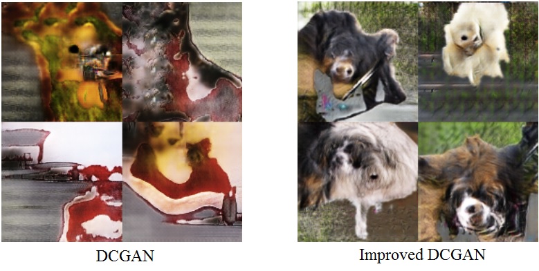 DCGAN vs improved DCGAN